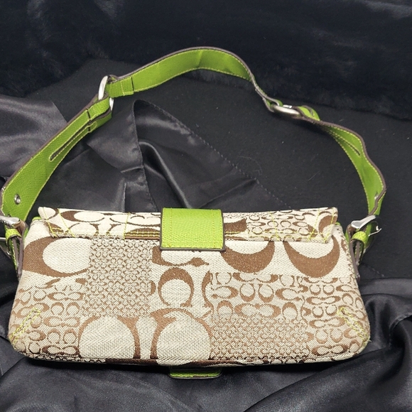 Coach Signature Patchwork Canvas Python Buckle Shoulder Bag - Picture 5 of 11